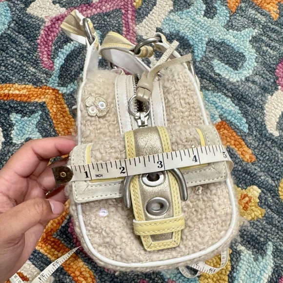 Coach Tweed Bouclé Mini Soho Rogue Boston Bag Cream/Butter - Picture 13 of 14